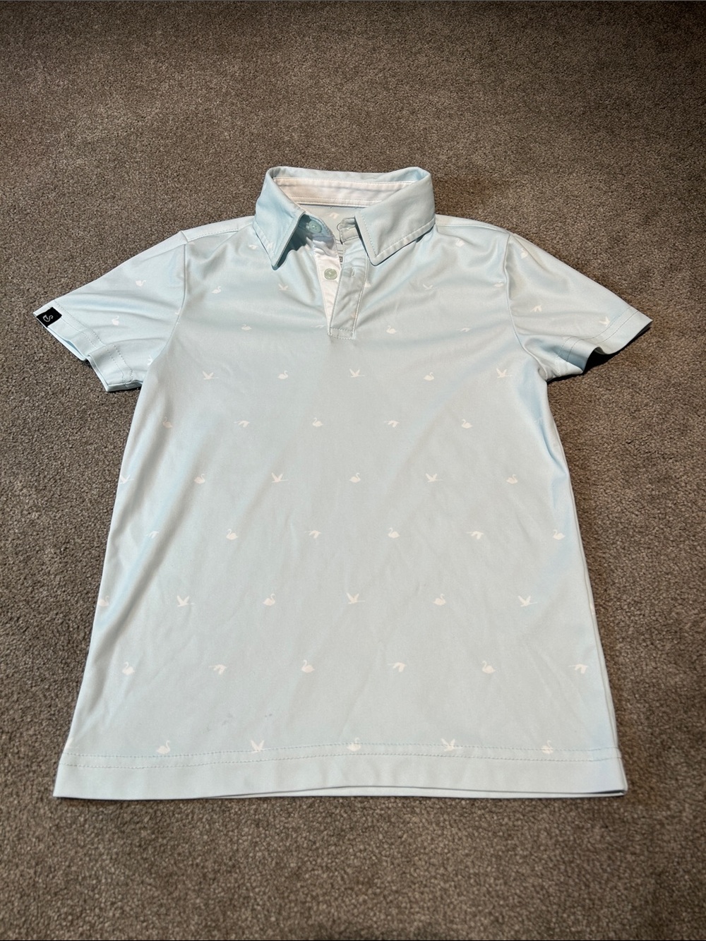 Light Blue Kids' Polo with Subtle White Motif